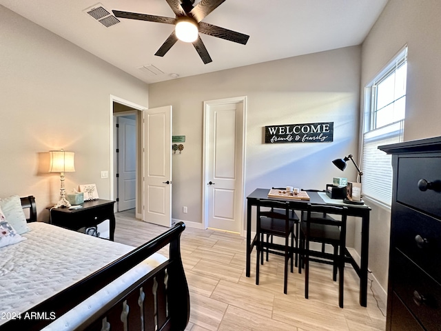 bedroom featuring ceiling fan