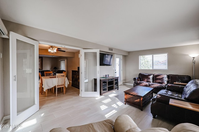 living room with french doors