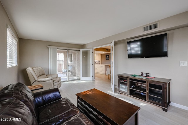 living room featuring light hardwood / wood-style floors