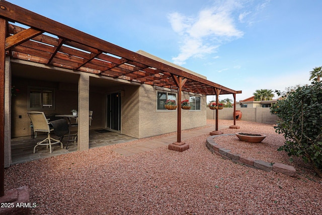 view of yard featuring a pergola and a patio