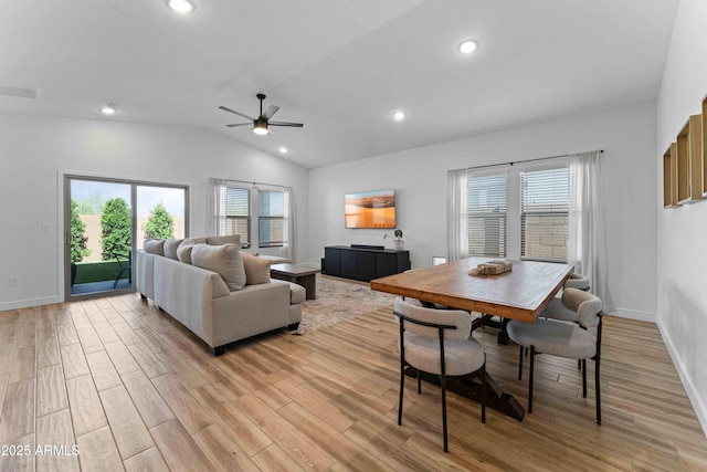 27510 N 30th Ln, Phoenix, AZ 85083 - living area with light wood finished floors, a ceiling fan, lofted ceiling, recessed lighting, and baseboards