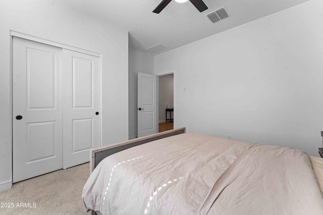 27510 N 30th Ln, Phoenix, AZ 85083 - bedroom featuring light colored carpet, a closet, and a ceiling fan
