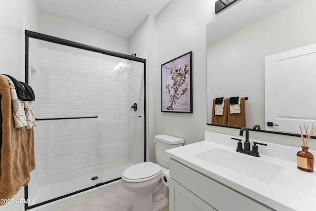 27510 N 30th Ln, Phoenix, AZ 85083 - bathroom with a stall shower, toilet, tile patterned flooring, and vanity