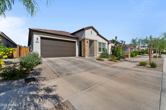 27510 N 30th Ln, Phoenix, AZ 85083 - ranch-style house featuring stucco siding, a garage, driveway, a tile roof, and fence