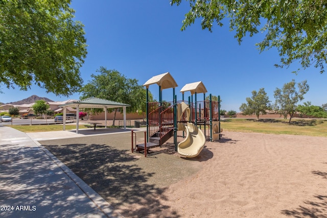 view of play area featuring a gazebo