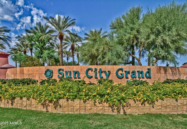 view of community sign