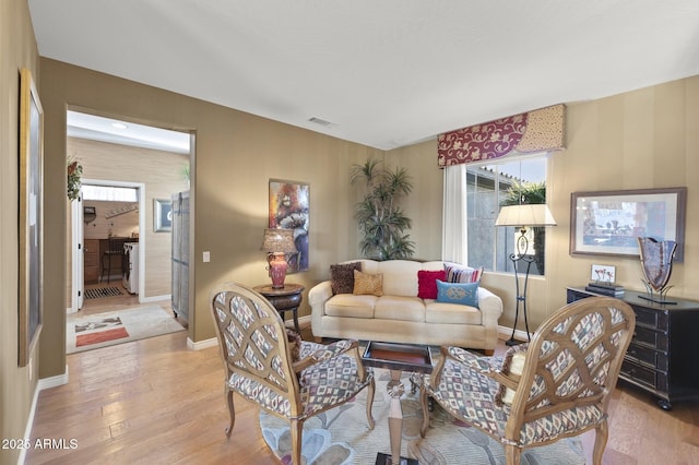 living room with light wood-type flooring