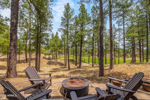 1734 E Mossy Oak Ct Unit 2, Flagstaff, AZ 86005 - view of patio with a fire pit