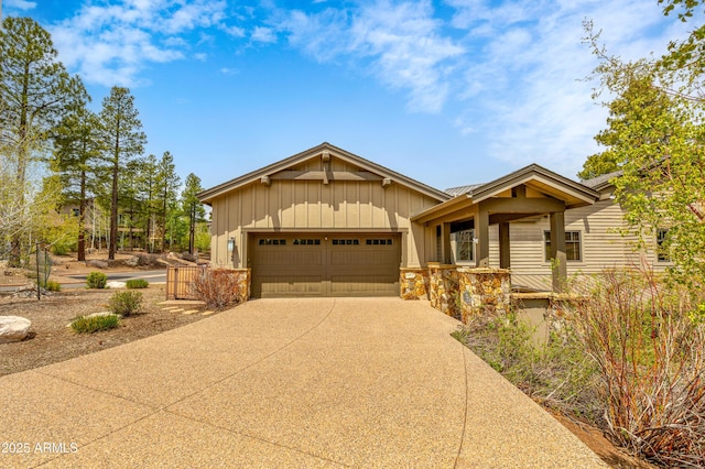 1734 E Mossy Oak Ct Unit 2, Flagstaff, AZ 86005 - craftsman house with concrete driveway, a garage, stone siding, and board and batten siding