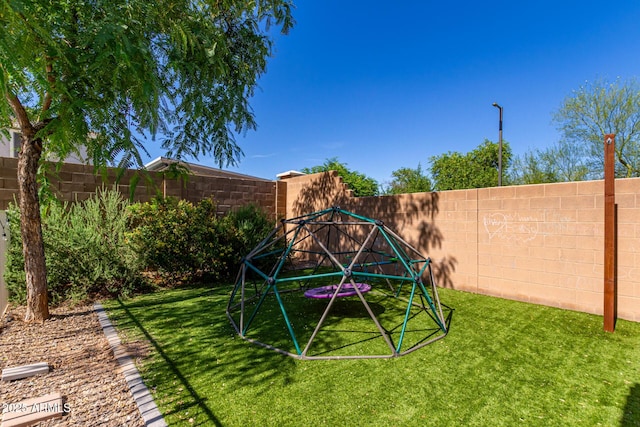 view of yard featuring a playground