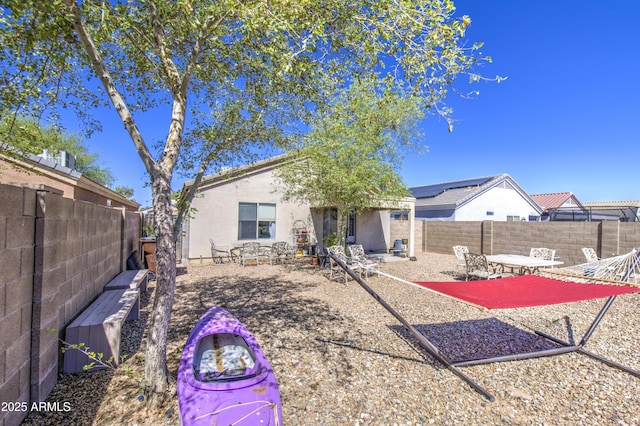 23993 N Desert Dr, Florence, AZ 85132 - back of house featuring a fenced backyard, a patio area, and stucco siding