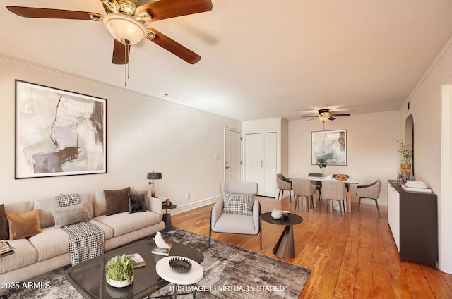 living room with light wood-type flooring