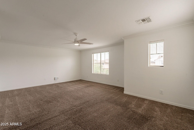 694 W Desert Seasons Dr, San Tan Valley, AZ 85143 - carpeted empty room with crown molding and ceiling fan