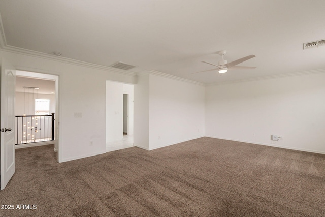 694 W Desert Seasons Dr, San Tan Valley, AZ 85143 - unfurnished room featuring a ceiling fan, carpet, and ornamental molding