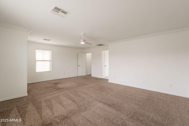 694 W Desert Seasons Dr, San Tan Valley, AZ 85143 - carpeted spare room featuring ornamental molding and a ceiling fan