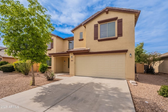 694 W Desert Seasons Dr, San Tan Valley, AZ 85143 - view of front of property featuring a garage, stucco siding, concrete driveway, and a tile roof