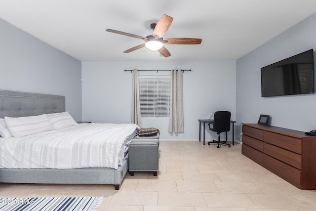 bedroom featuring ceiling fan