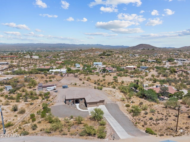 bird's eye view with a mountain view