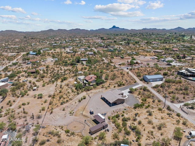 drone / aerial view featuring a mountain view