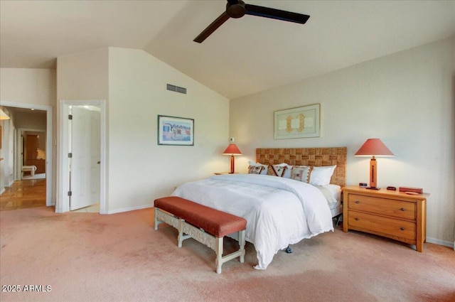 18738 E Buckskin Dr, Rio Verde, AZ 85263 - bedroom featuring lofted ceiling, carpet flooring, baseboards, and ceiling fan