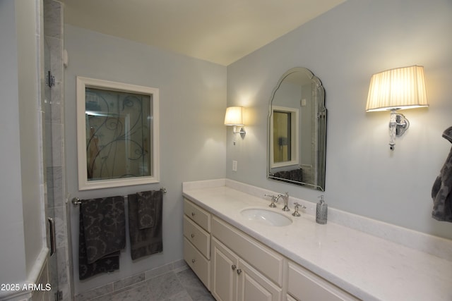 bathroom featuring vanity and tile patterned floors