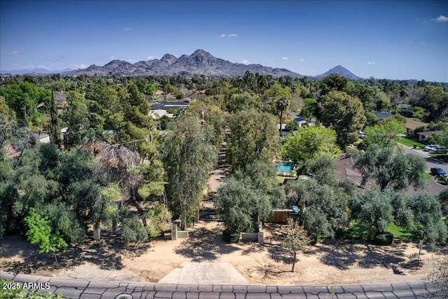 aerial view featuring a mountain view