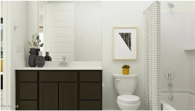 11946 W Calle De Pompas, Peoria, AZ 85383 - bathroom featuring vanity, toilet, and shower / bath combination with curtain
