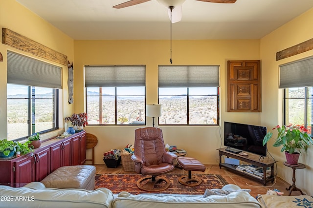 42617 Hovatter Rd, Salome, AZ 85348 - tiled living area with ceiling fan