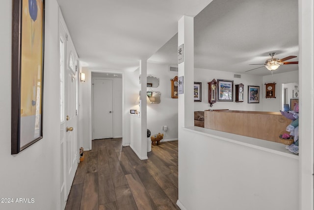 corridor featuring dark hardwood / wood-style flooring