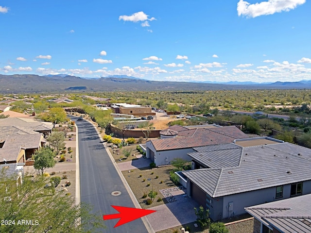 bird's eye view featuring a mountain view