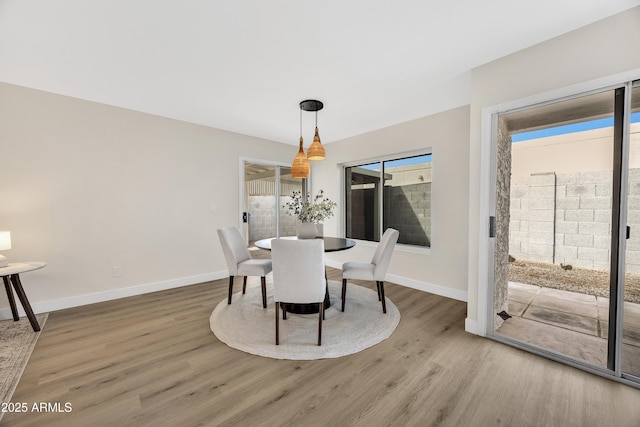 dining area featuring hardwood / wood-style flooring and a wealth of natural light