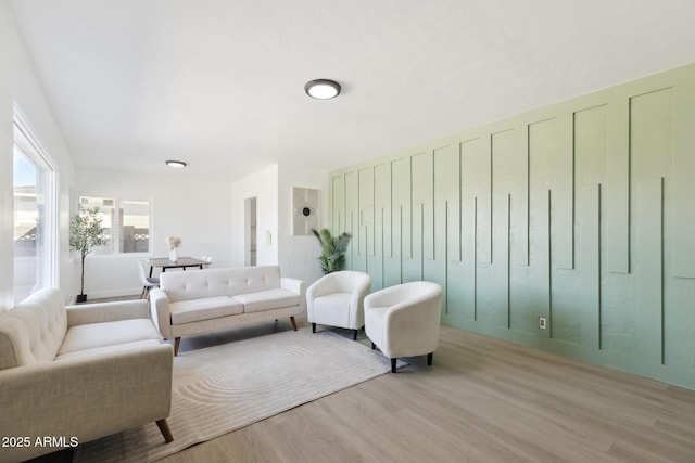 living room with light wood-type flooring