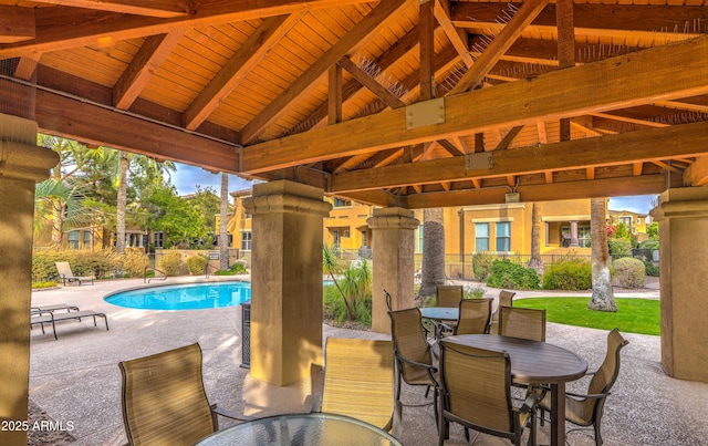 view of patio featuring a gazebo