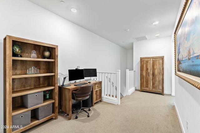 view of carpeted office space