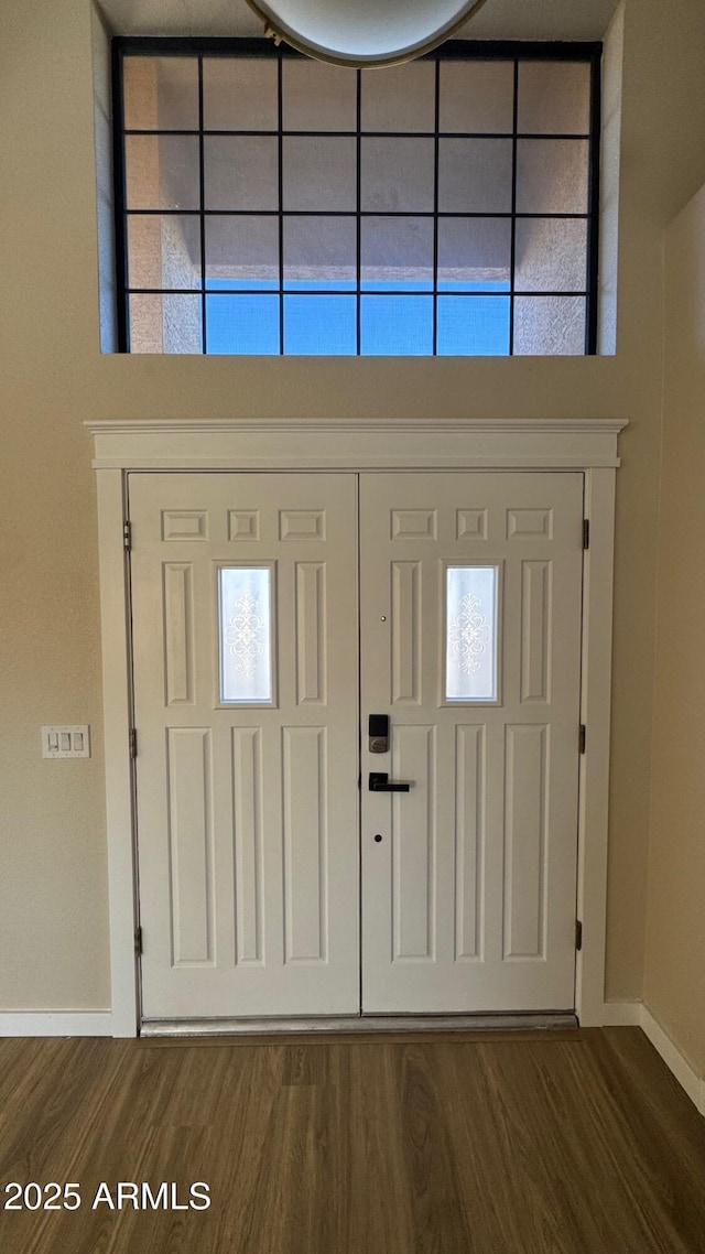 entrance foyer with dark hardwood / wood-style floors