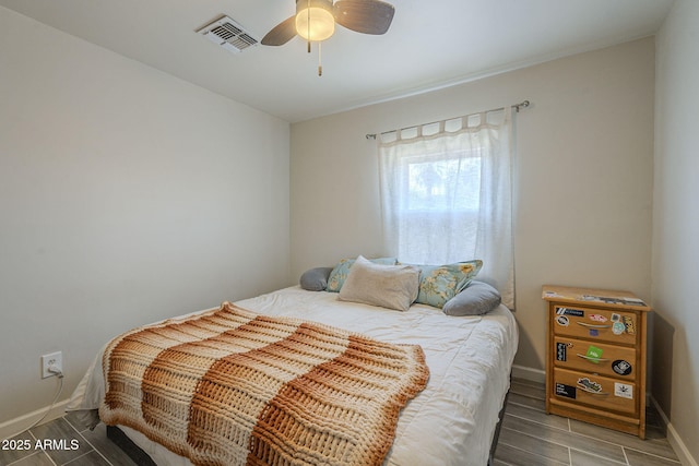 bedroom featuring ceiling fan