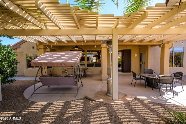 view of patio / terrace with outdoor dining area and a pergola