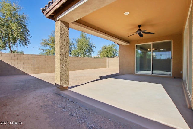 view of patio / terrace featuring ceiling fan