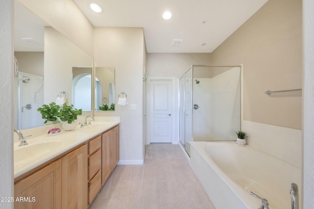 20750 N 87th St Unit 2062, Scottsdale, AZ 85255 - full bath with a stall shower, a garden tub, double vanity, and recessed lighting