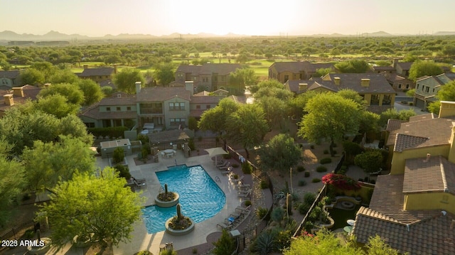 20750 N 87th St Unit 2062, Scottsdale, AZ 85255 - aerial view of residential area featuring a pool and a mountain backdrop