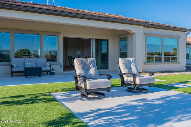 view of terrace with an outdoor living space