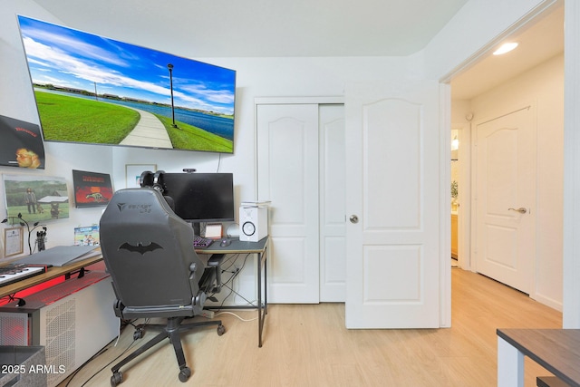 office area featuring wood-type flooring