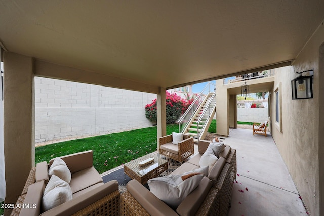 view of patio featuring outdoor lounge area