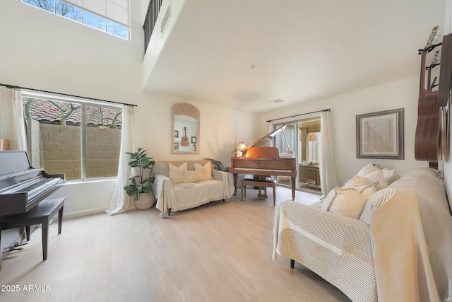 living room featuring light wood-type flooring