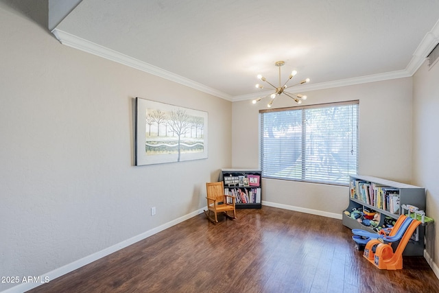 869 W Shellfish Dr, Gilbert, AZ 85233 - recreation room with a chandelier, wood finished floors, ornamental molding, and baseboards