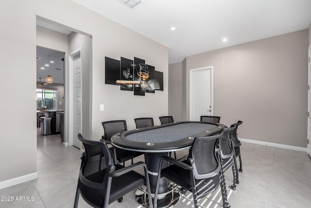 game room with light tile patterned flooring