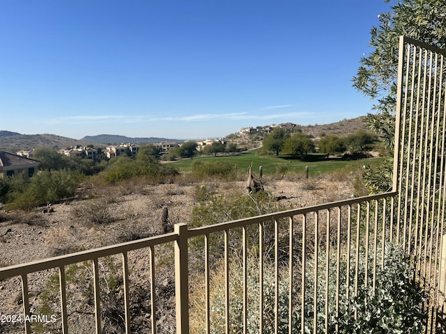 balcony featuring a mountain view