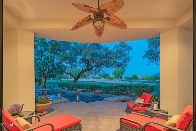 9905 N 78th Pl, Scottsdale, AZ 85258 - view of patio / terrace with fence and a ceiling fan