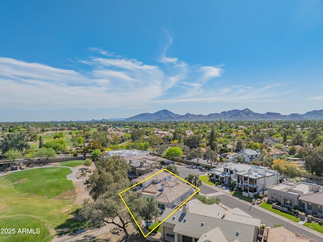 9905 N 78th Pl, Scottsdale, AZ 85258 - aerial view featuring a mountain view, view of golf course, and a residential view