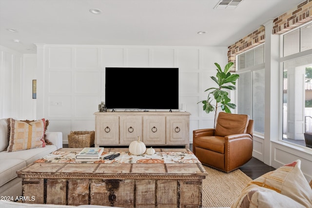 living room with hardwood / wood-style flooring